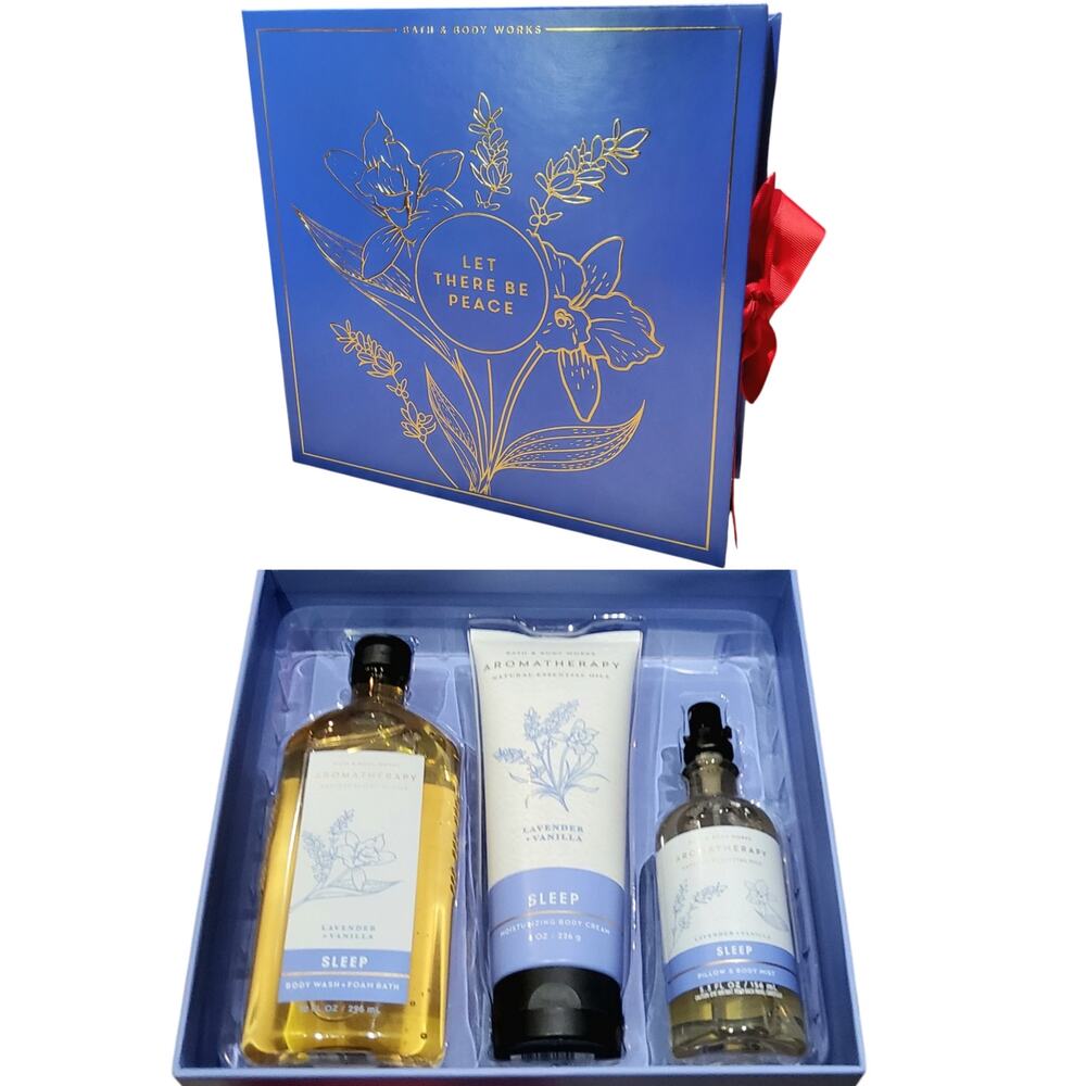 LAVENDER VANILLA BODY WASH, BODY CREAM OIL MIST BAY & BODY AROMATHERAPY GIFT BOX